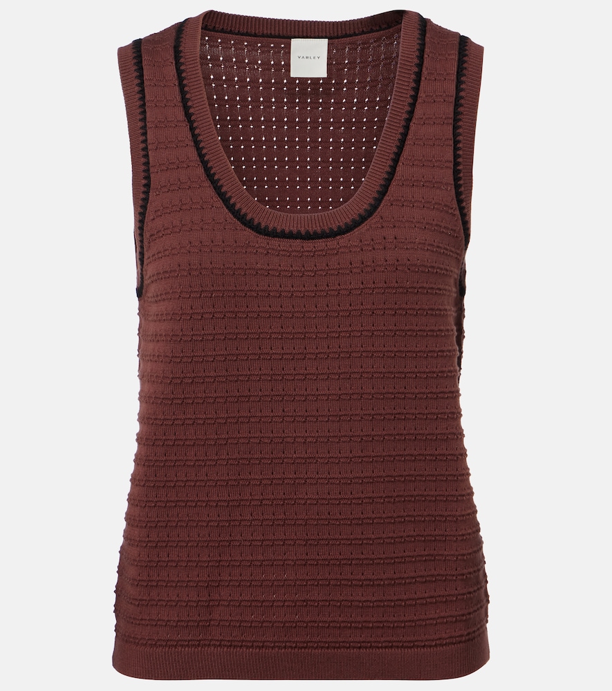 Varley Gideon Pointelle Cotton Tank Top In Brown