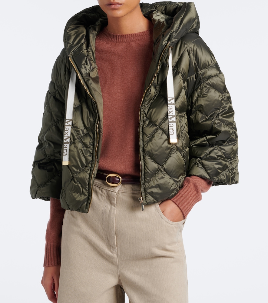 Hooded Quilted Cropped Down Jacket