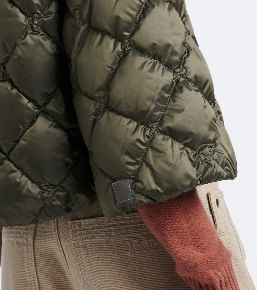Hooded Quilted Cropped Down Jacket