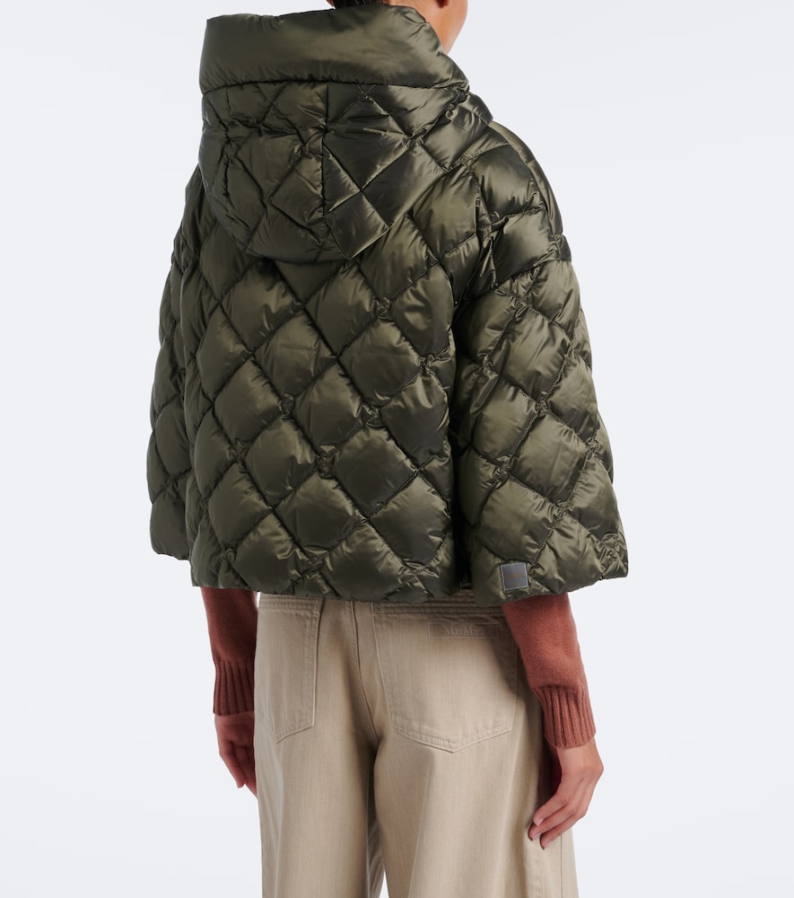 Hooded Quilted Cropped Down Jacket