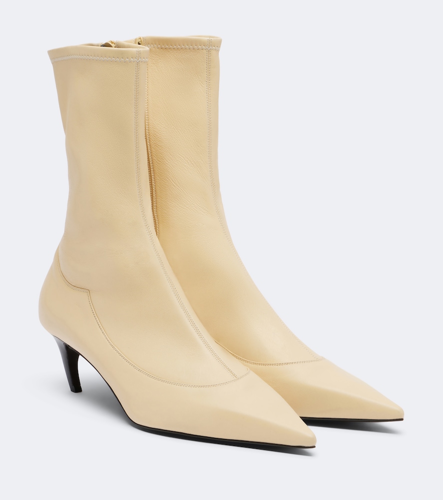 Khaite Valerie Leather Mid-calf Boots In White