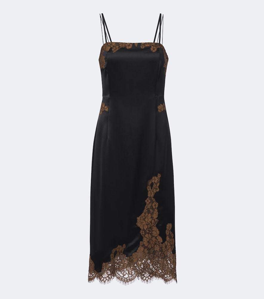 Slip-Kleid aus Satin mit Spitze