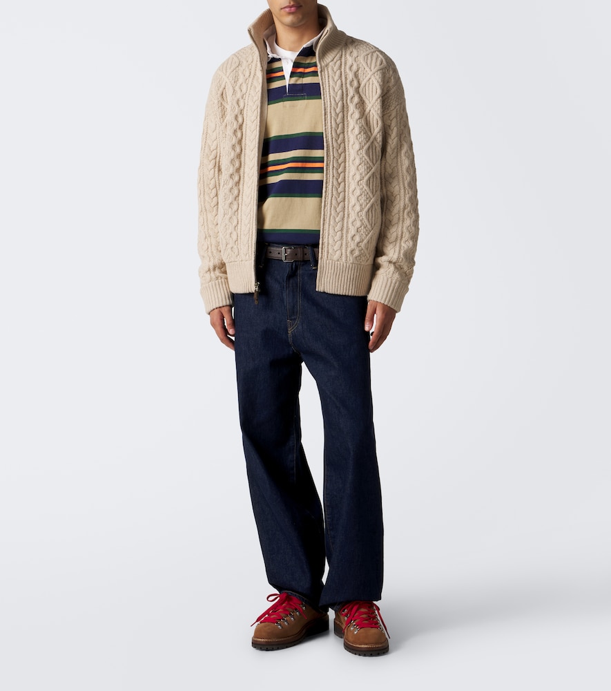 Polo Ralph Lauren Aran-Knit Wool And Alpaca Zip-Up Sweater