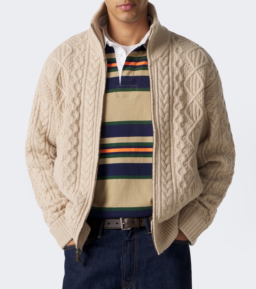 Polo Ralph Lauren Aran-Knit Wool And Alpaca Zip-Up Sweater