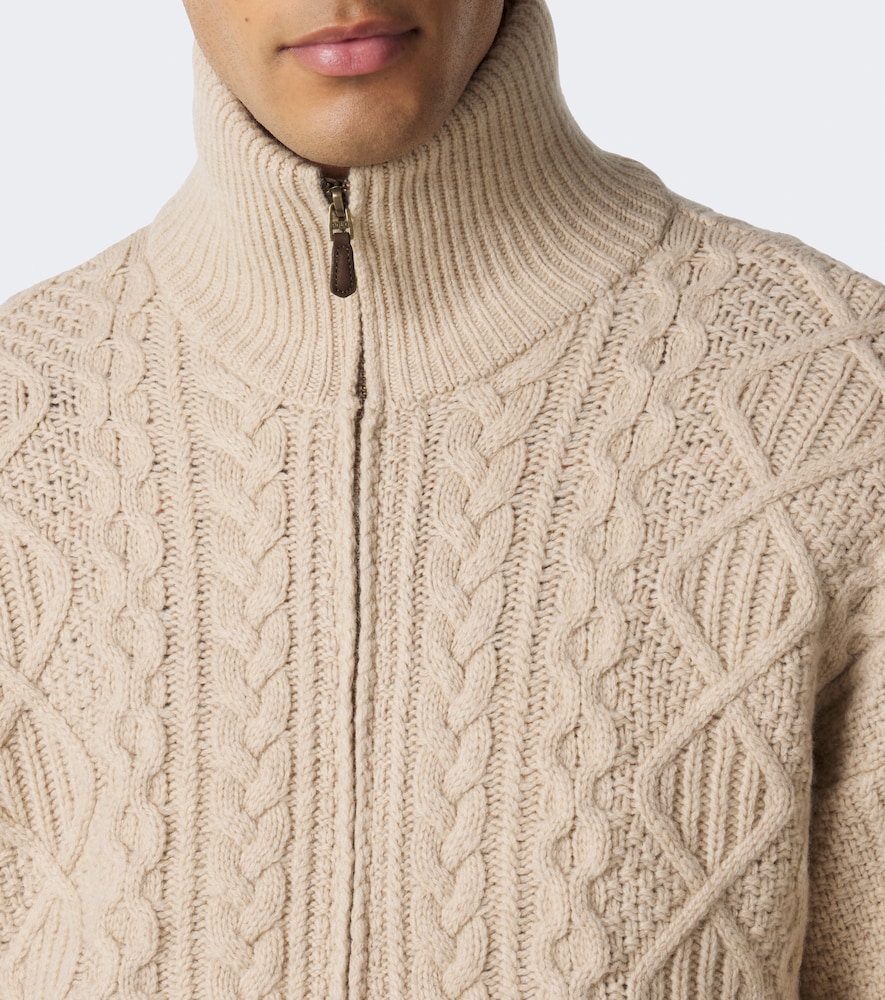 Polo Ralph Lauren Aran-Knit Wool And Alpaca Zip-Up Sweater