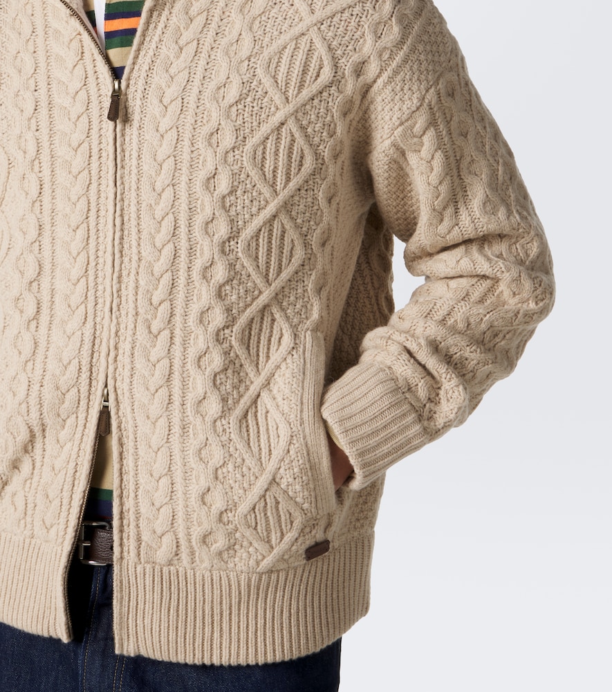 Polo Ralph Lauren Aran-Knit Wool And Alpaca Zip-Up Sweater