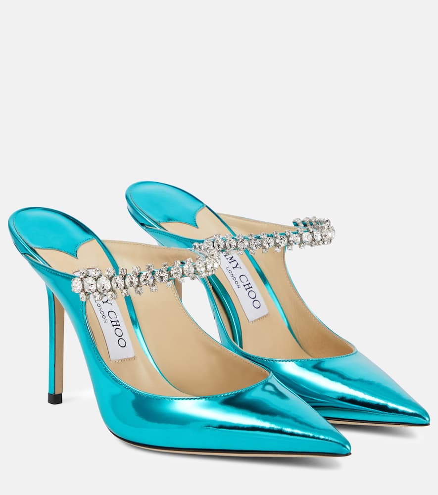Jimmy Choo Bing 100 metallic leather mules