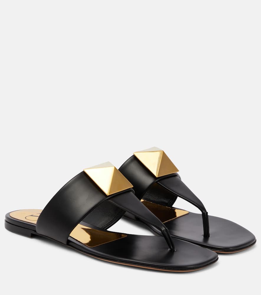 サンダル・ミュール Valentino Garavani Round Toe Leather Sandals With Geometric Valentino Garavani Round Toe Leather Sandals With Geometric