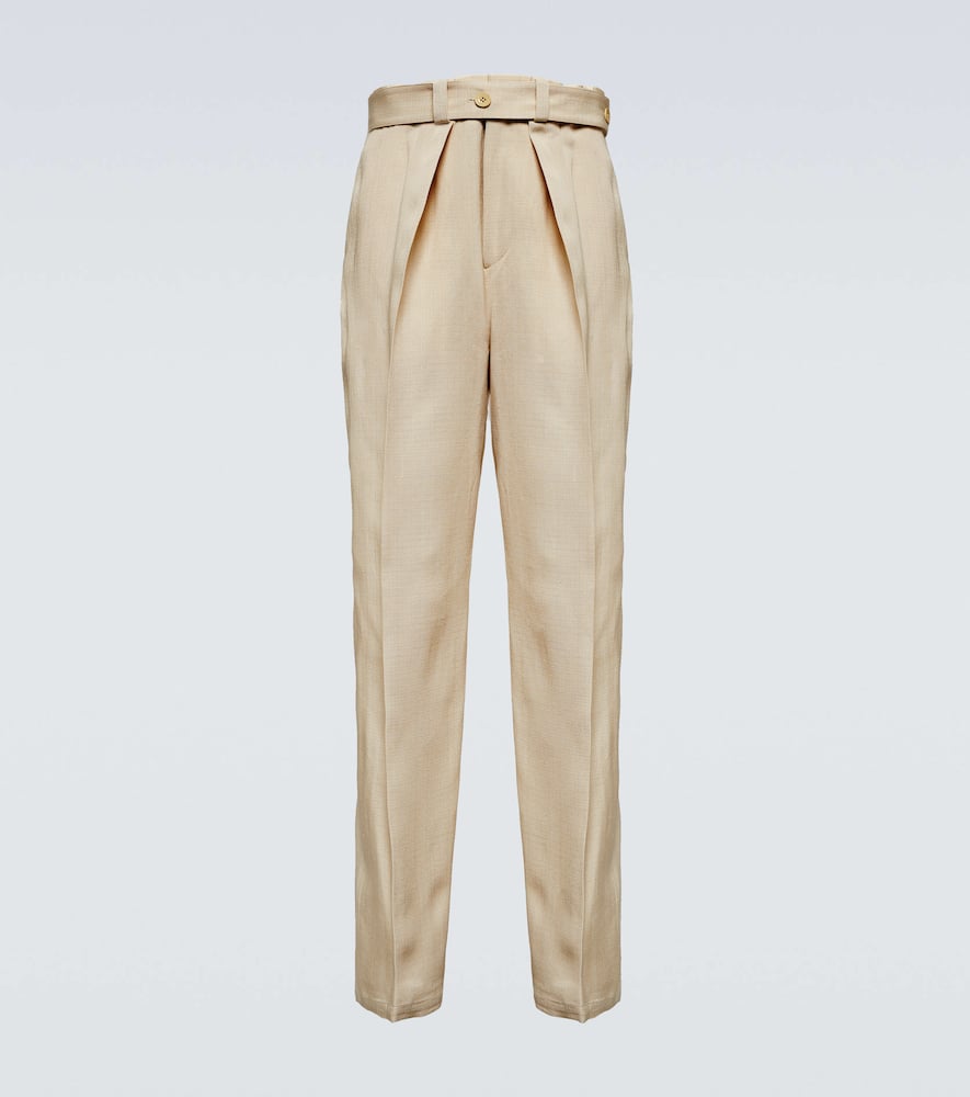 Jil Sander 真丝混纺褶裥裤装 In Canvas Beige