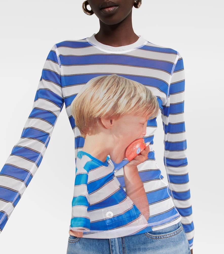 JW Anderson Printed long-sleeved mesh top Smart Closet