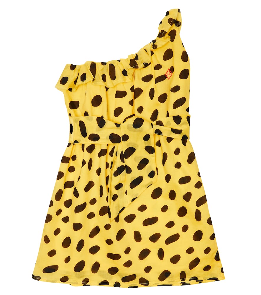 The Animals Observatory Cheetah Print Cotton Dress In Yellow