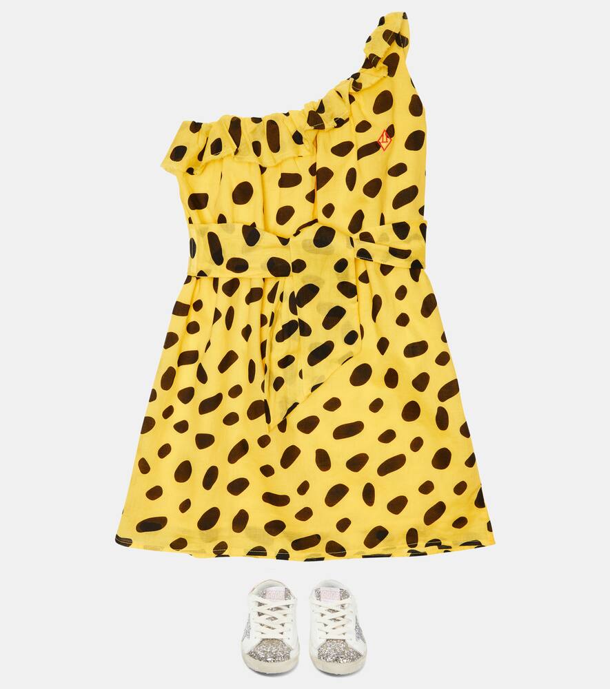 The Animals Observatory Cheetah Print Cotton Dress In Yellow