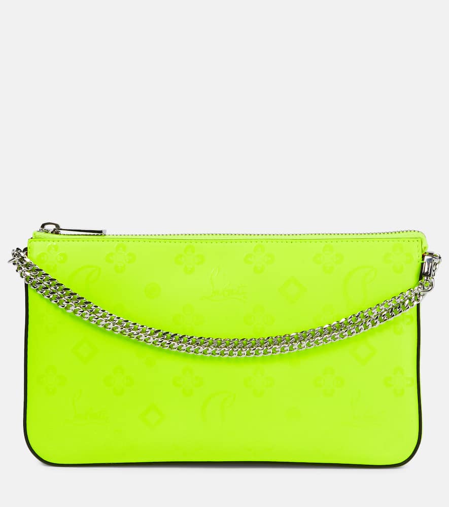 Christian Louboutin Loubila Leather Clutch In Fluo Yellow/fluo Yellow