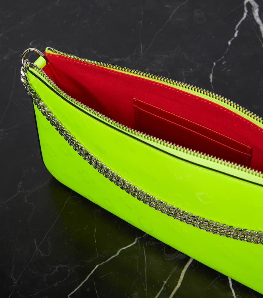 Christian Louboutin Loubila Leather Clutch In Fluo Yellow/fluo Yellow