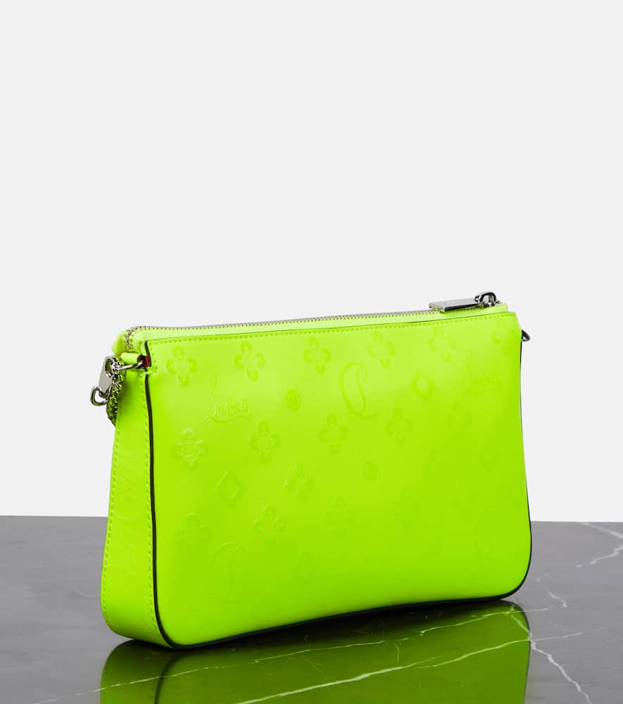 Christian Louboutin Loubila Leather Clutch In Fluo Yellow/fluo Yellow