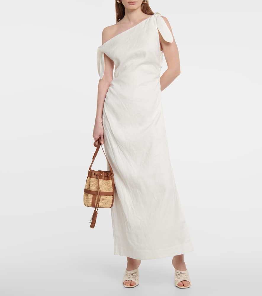 Sir One-shoulder Linen Maxi Dress In Ivory