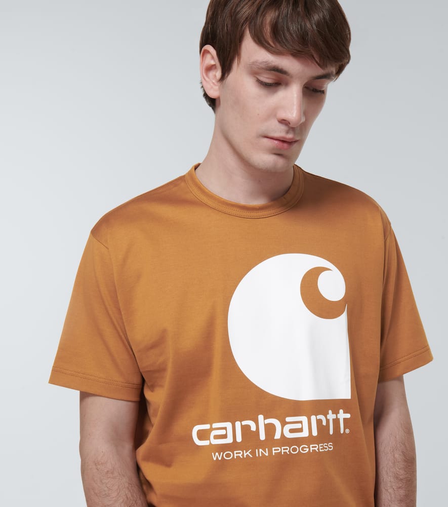 Shop Junya Watanabe X Carhartt Printed Cotton Jersey T-shirt In Brown