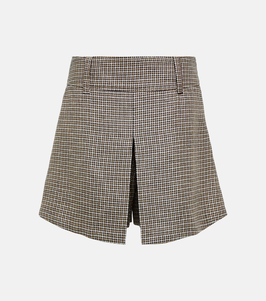 brunello cucinelli jupe-short en lin mélangé à carreaux