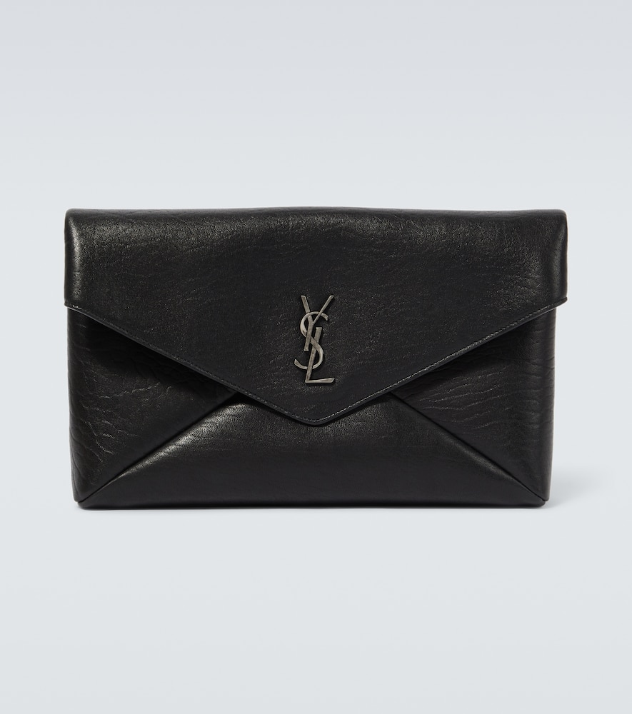 Saint Laurent Monogram Leather Pouch In Black