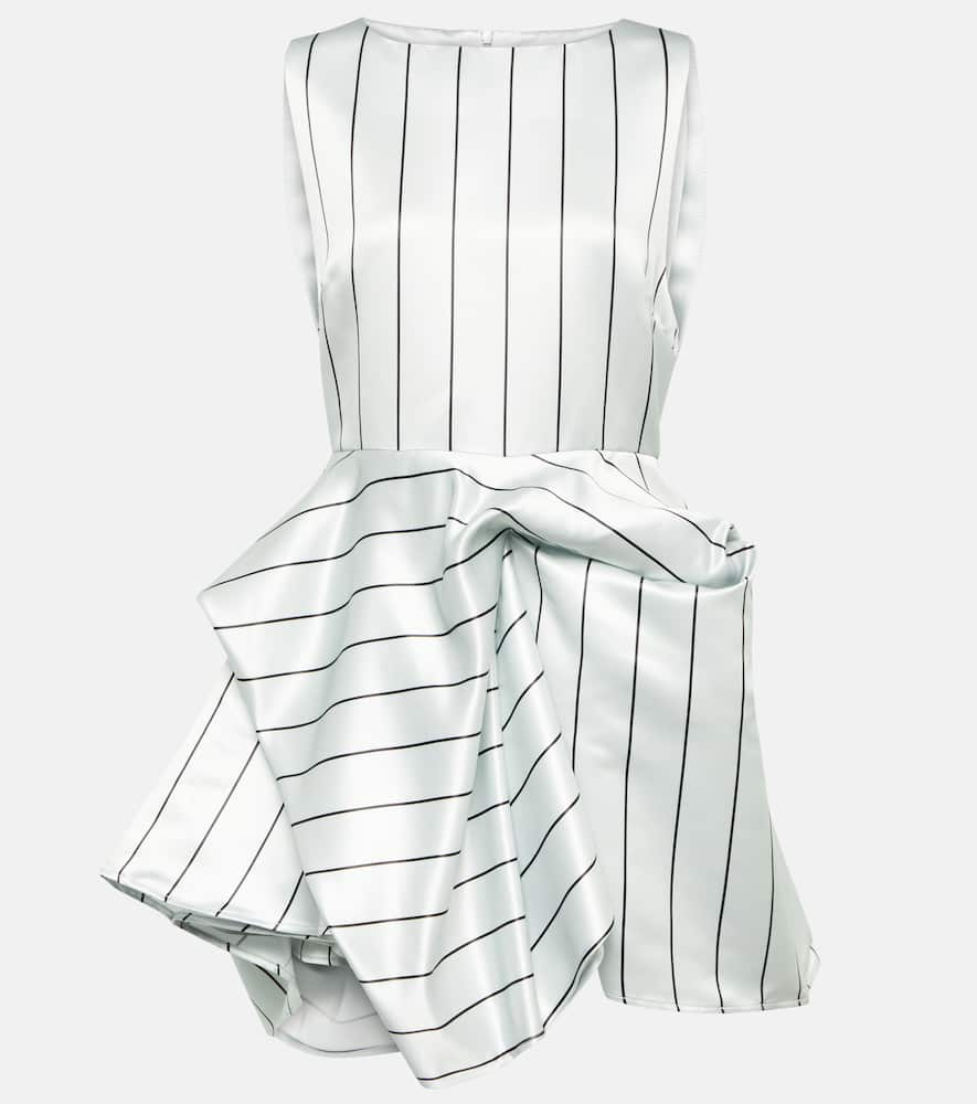 Shop Jw Anderson Draped Striped Minidress In Grey