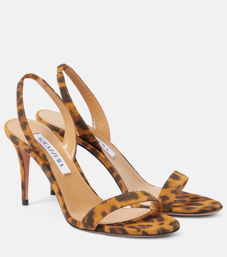 Aquazzura So Nude 85 Leopard-print Suede Sandals In Brown