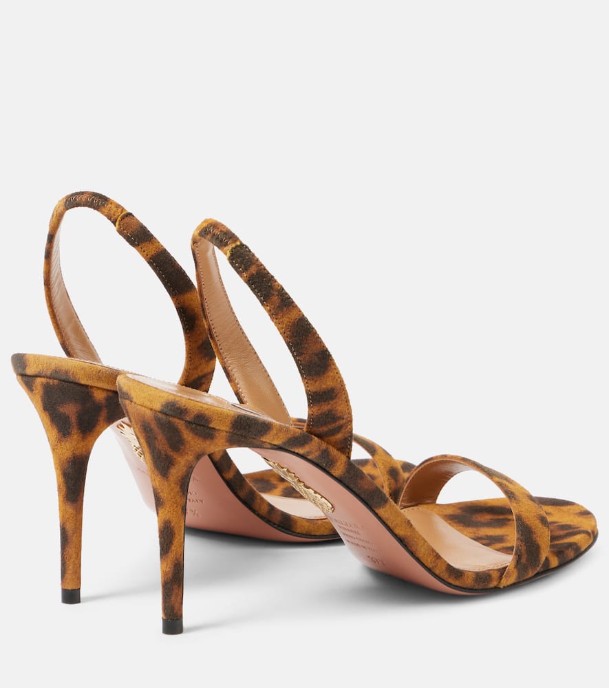 Aquazzura So Nude 85 Leopard-print Suede Sandals In Brown