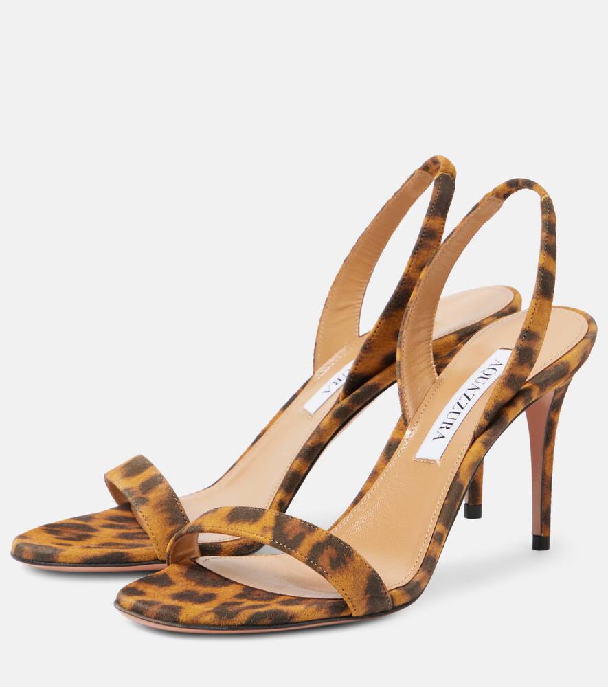 Aquazzura So Nude 85 Leopard-print Suede Sandals In Brown