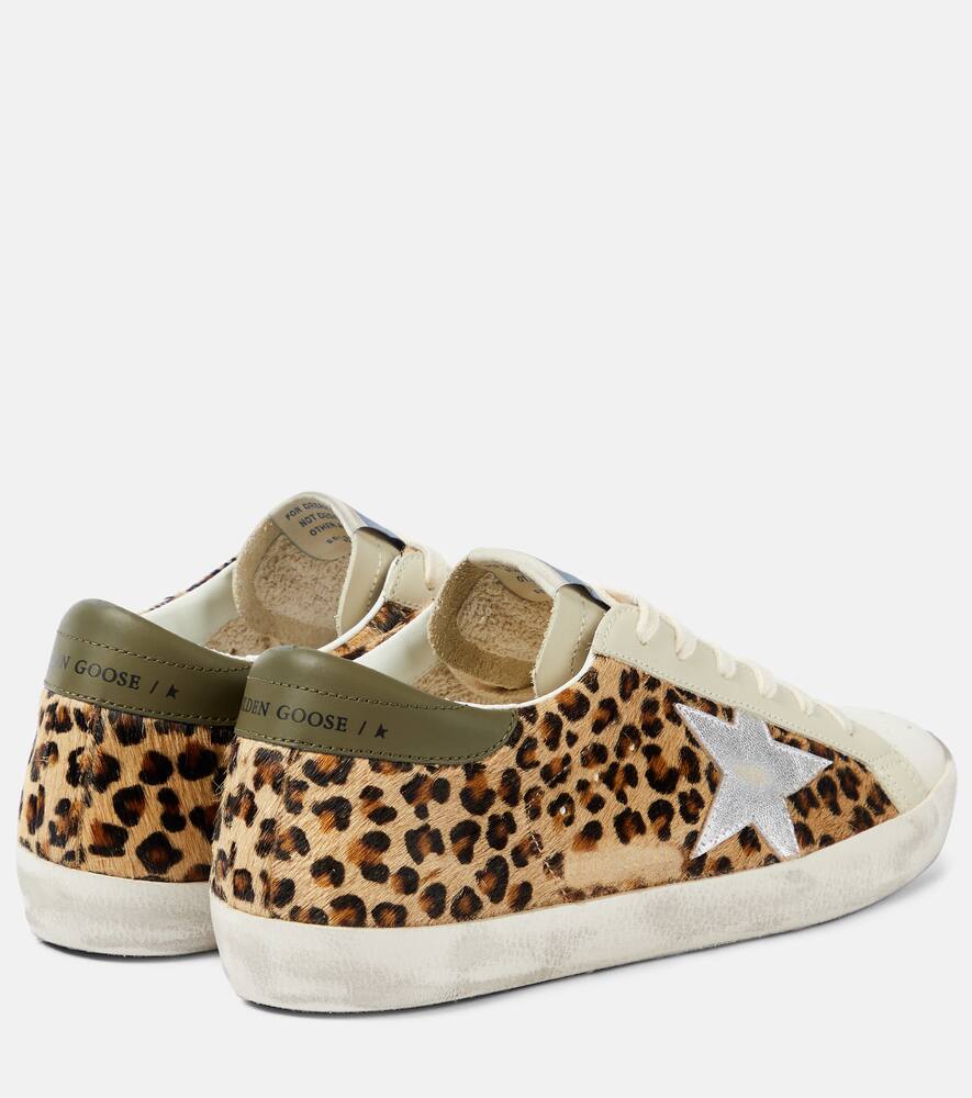 Golden Goose Super-star Leopard-print Leather Sneakers In Beige/brown/black/silver/olive