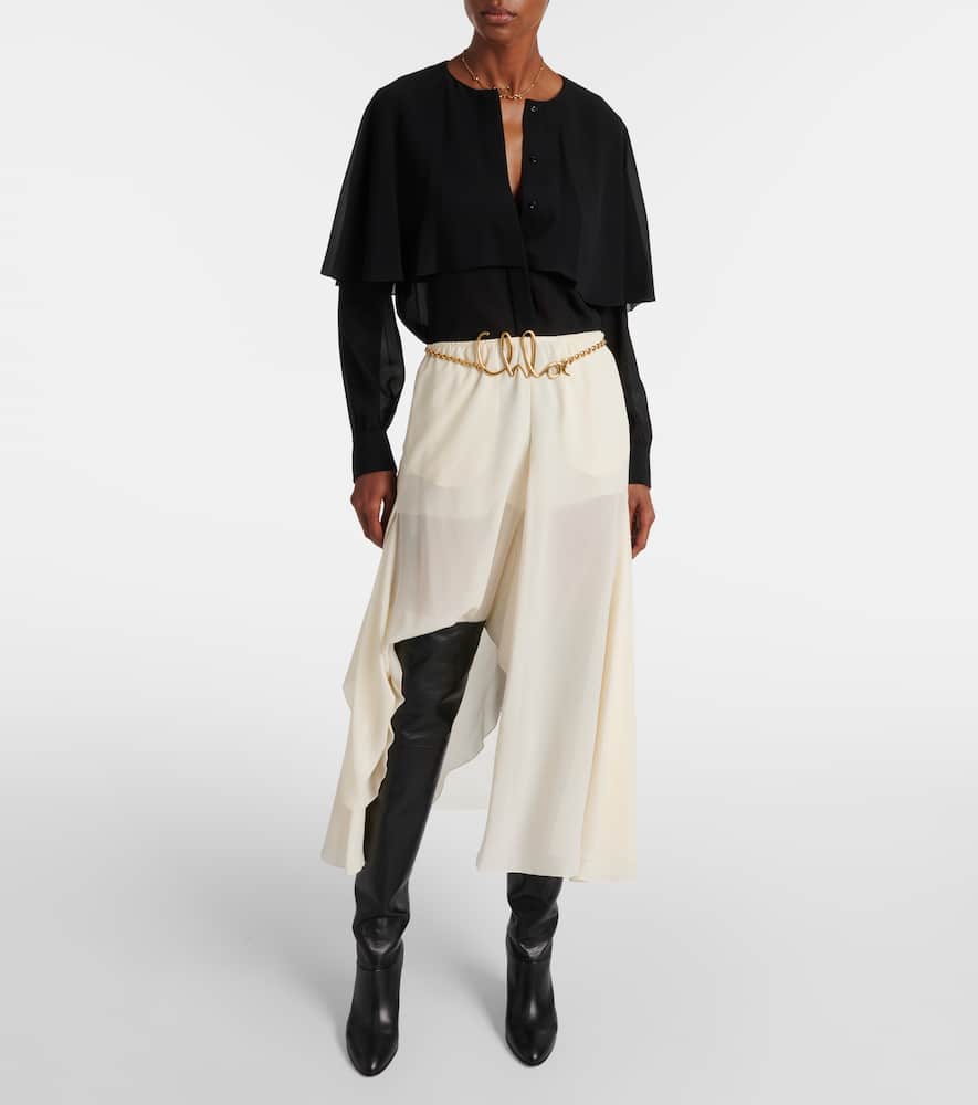 Chloé Mid-rise Silk Georgette Culottes In White