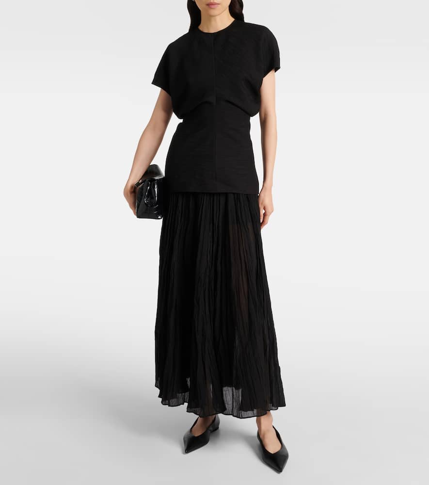 Totême Gathered Pleated Top In Black