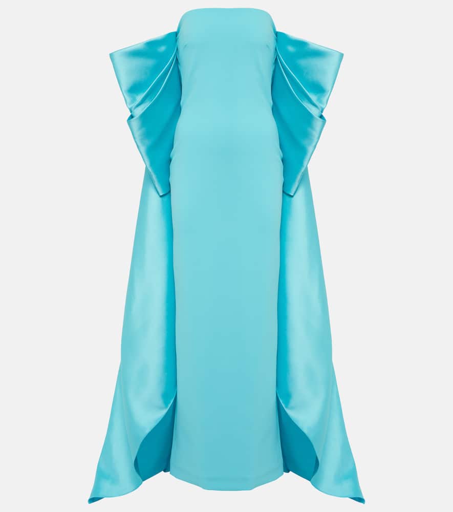 Solace London Kyla caped twill and crêpe gown