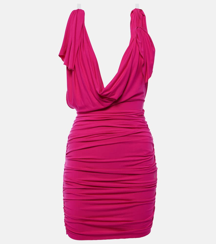 Attico Draped Jersey Minidress In Pink
