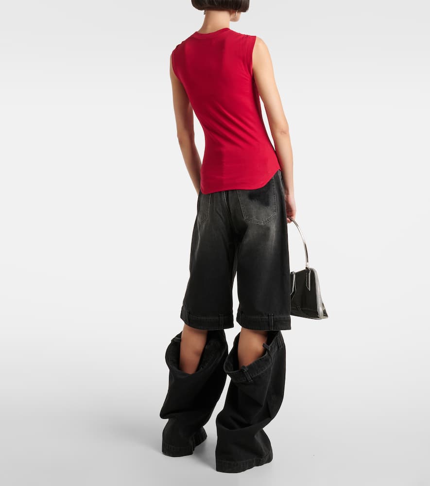 Attico Reese Cotton Jersey Tank Top In Red