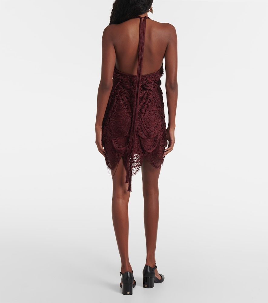  Ferragamo Ferragamo Halterneck Silk-blend Minidress 