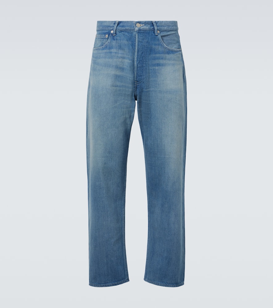 Faded mid-rise straight jeans