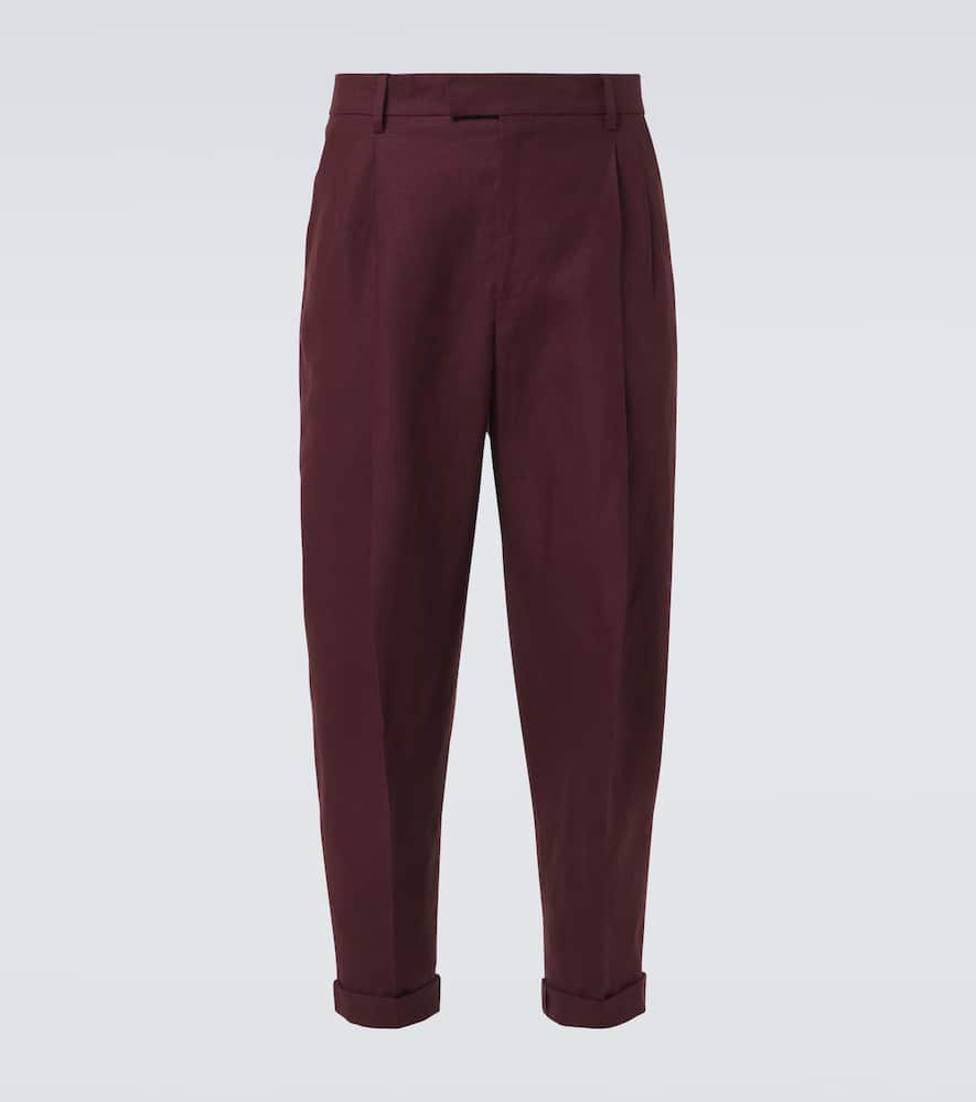 Dolce & Gabbana Linen Fabric Pants In Brown