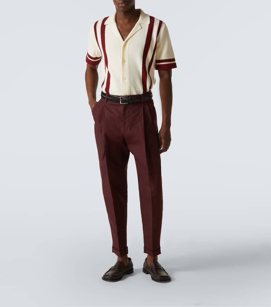 Dolce & Gabbana Linen Fabric Pants In Brown