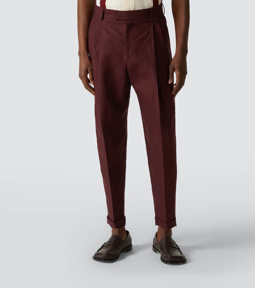 Dolce & Gabbana Linen Fabric Pants In Brown