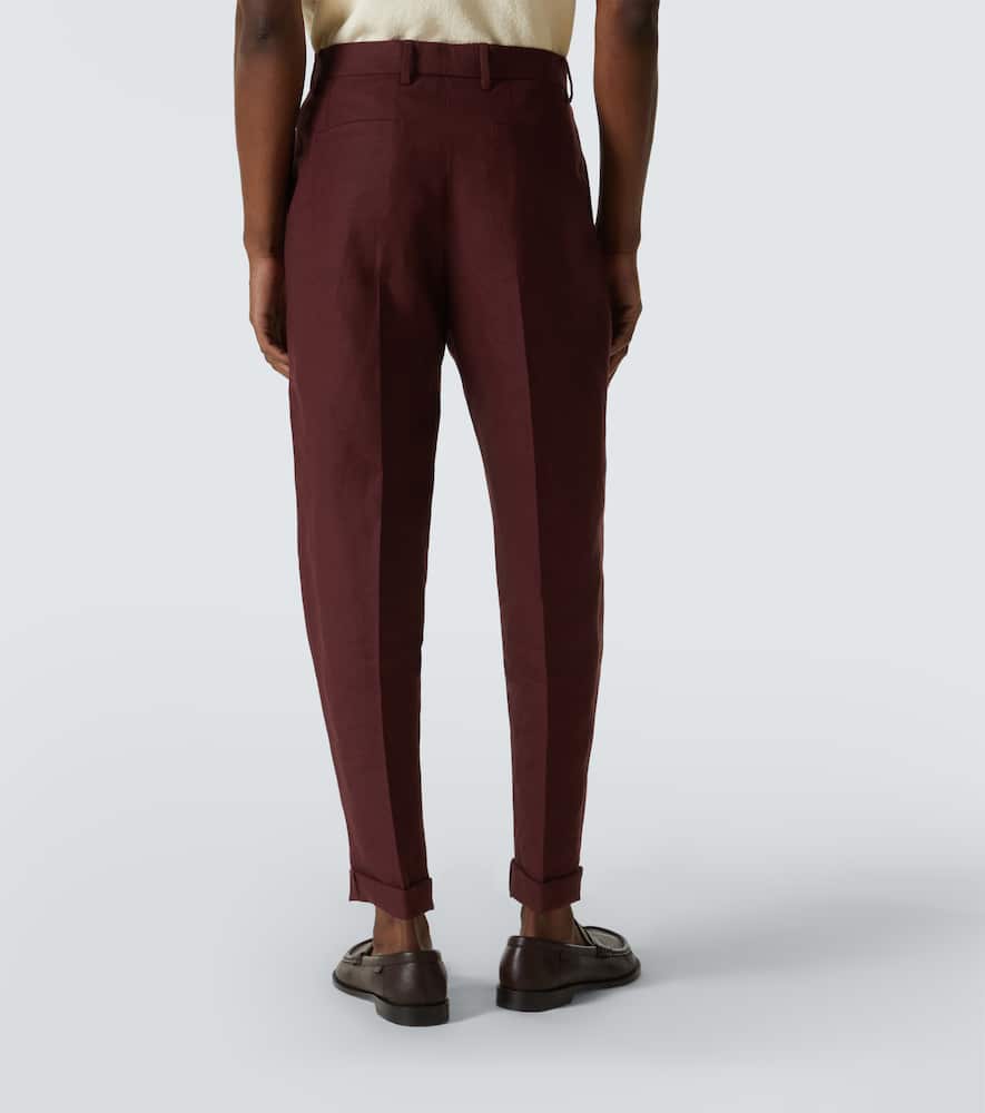 Dolce & Gabbana Linen Fabric Pants In Brown