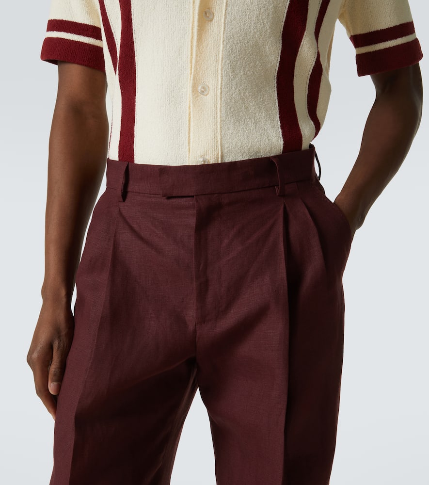 Dolce & Gabbana Linen Fabric Pants In Brown