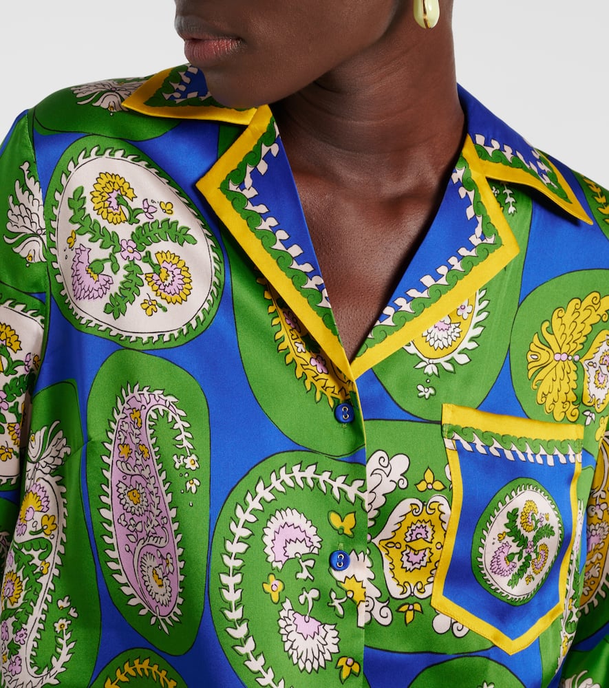 Alemais Printed Silk Satin Shirt In Multicoloured