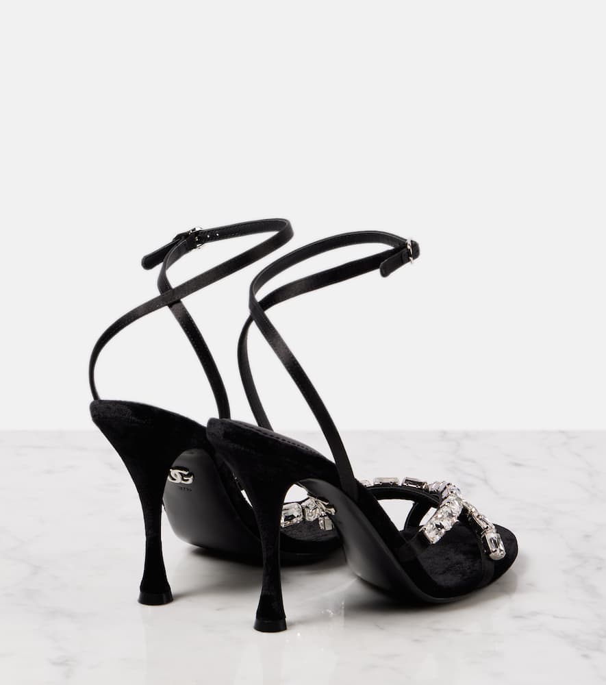 Dolce & Gabbana Dolce&gabbana Black Satin Sandal With Stones In Black