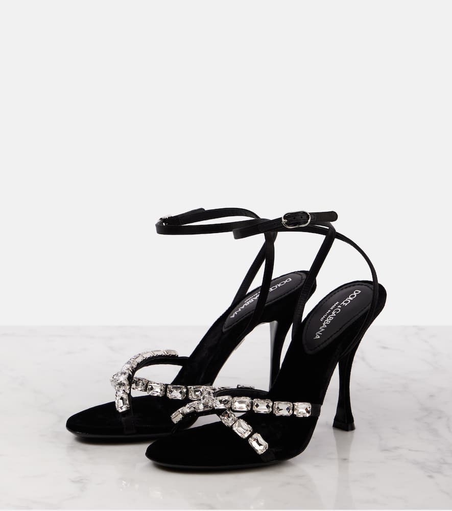 Dolce & Gabbana Dolce&gabbana Black Satin Sandal With Stones In Black