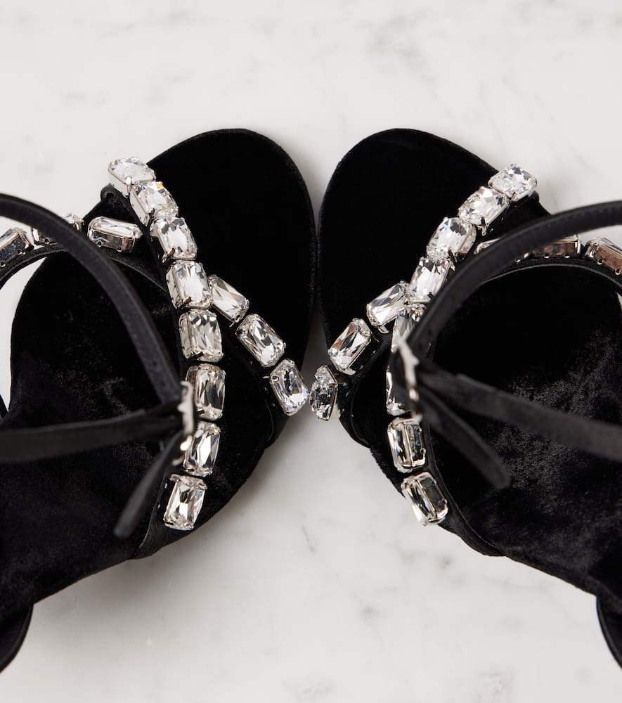 Dolce & Gabbana Dolce&gabbana Black Satin Sandal With Stones In Black