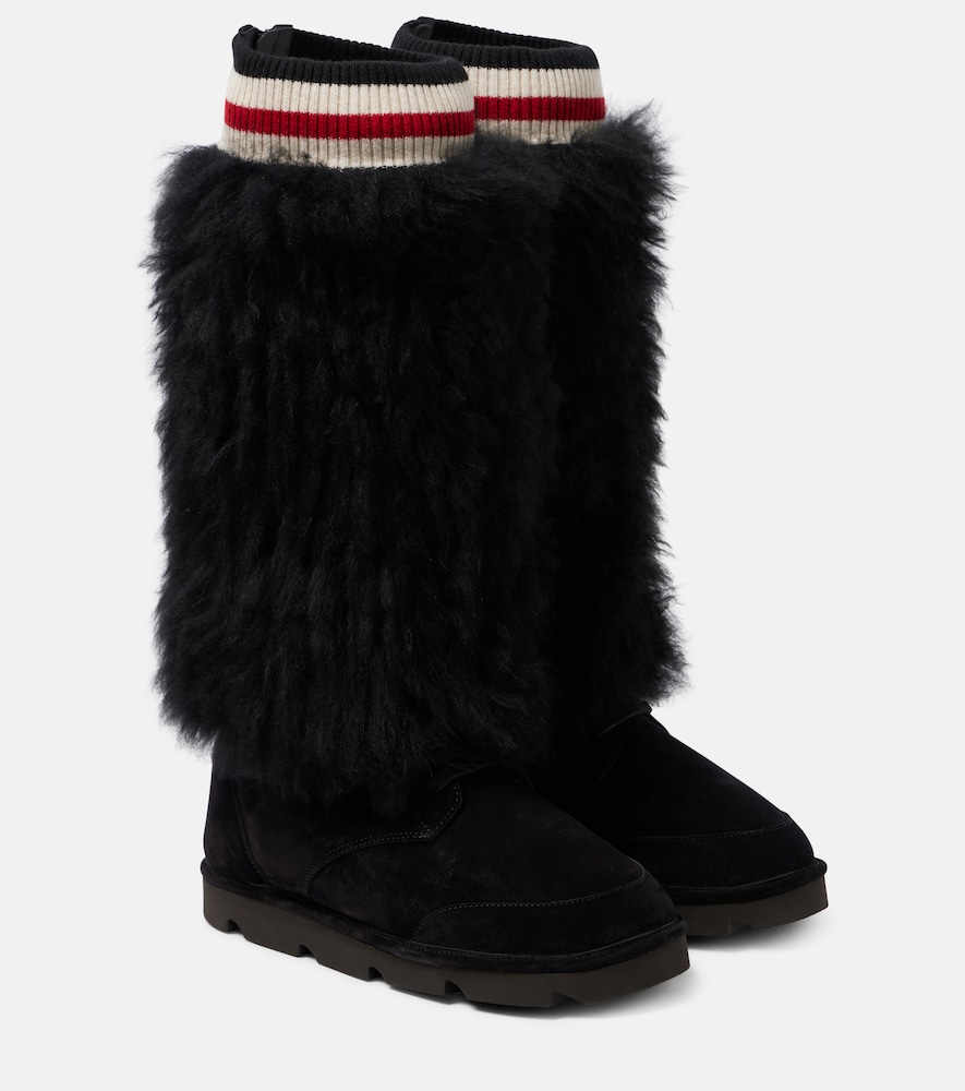 Brunello Cucinelli Stivali Mountain in suede con shearling