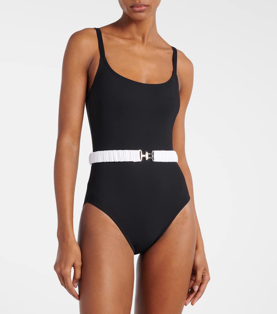Karla Colletto Kia Belted Swimsuit In  Black/white