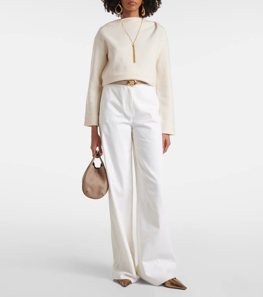 Max Mara Ruggero Cotton Wide-leg Pants In White