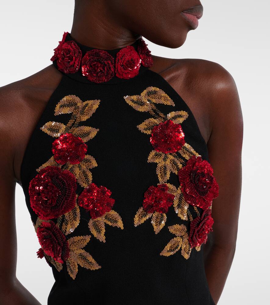 Rebecca Vallance Rosetta Floral-appliqué Minidress In Black