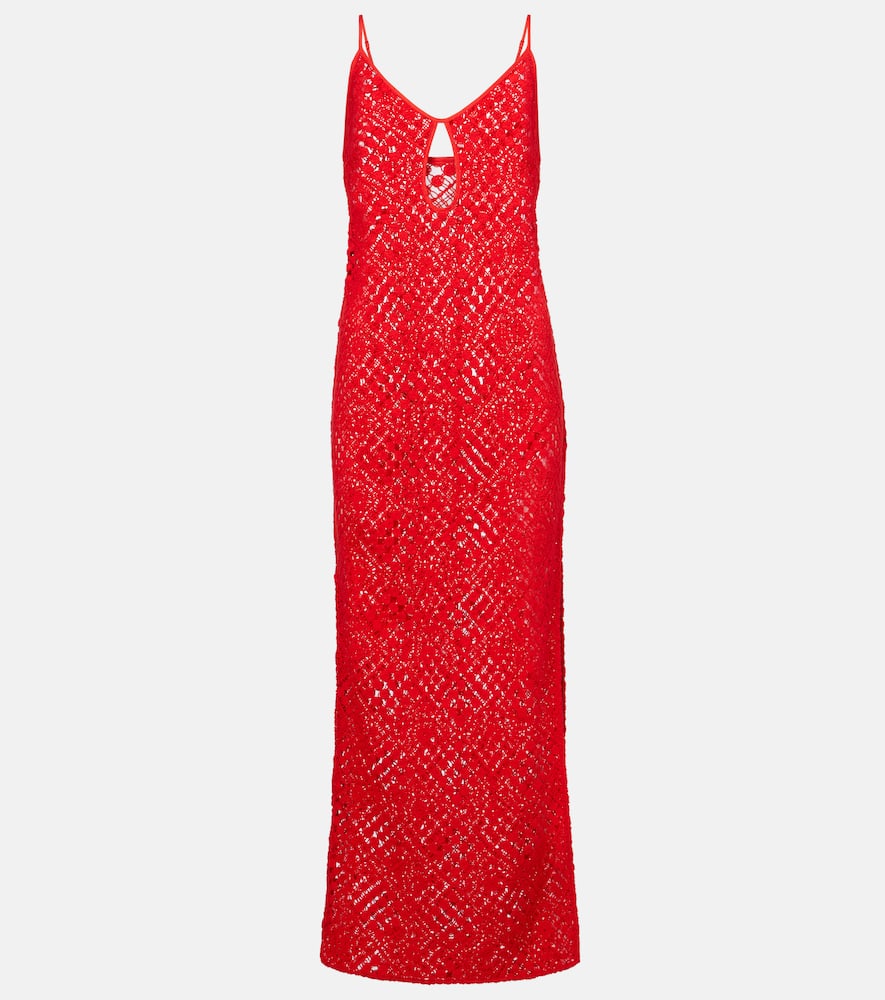 SIR Rayure crochet cotton maxi dress