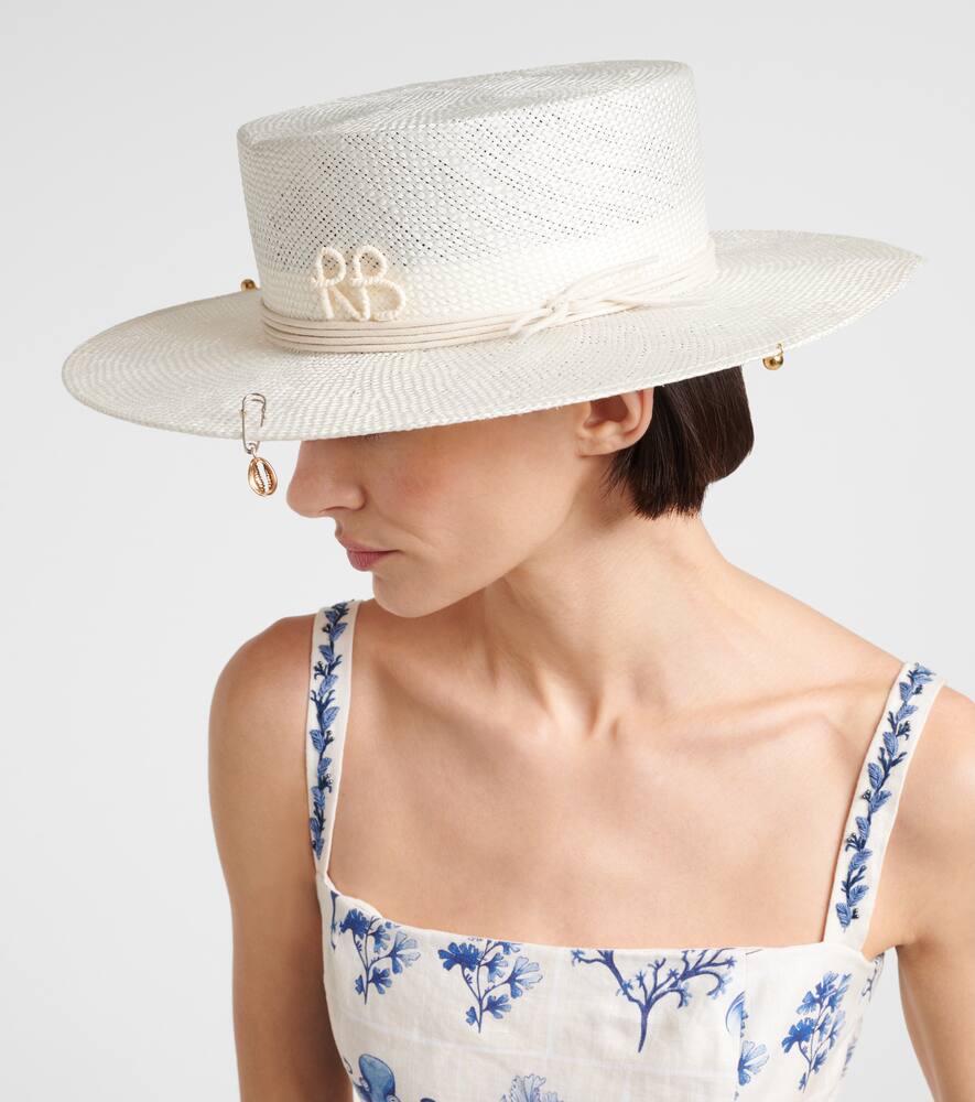 Ruslan Baginskiy Logo Embellished Straw Hat